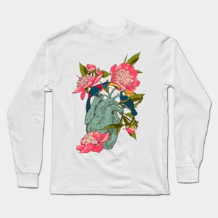 heart with flowers, leaves and birds Long Sleeve T-Shirt